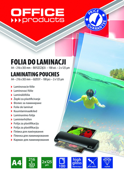 Žepki za plastificiranje A4 125mic 100/1 sijaj Office products Žepki za plastificiranje A4 125mic 100/1 sijaj Office products