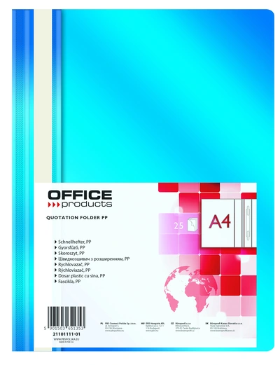 Mapa s plastično sponko A4 Office products 1/1 modra Mapa s plastično sponko A4 Office products 1/1 modra