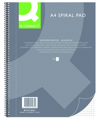 Blok kolegij A4 karo 80l Q-Connect mikro perforacija 4 luknje