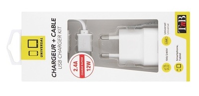 Adapter za napajanje T'nB 220V=>USB - hišni polnilec 2.4A + kabel microUSB -white Adapter za napajanje T'nB 220V=>USB - hišni polnilec 2.4A + kabel microUSB -white