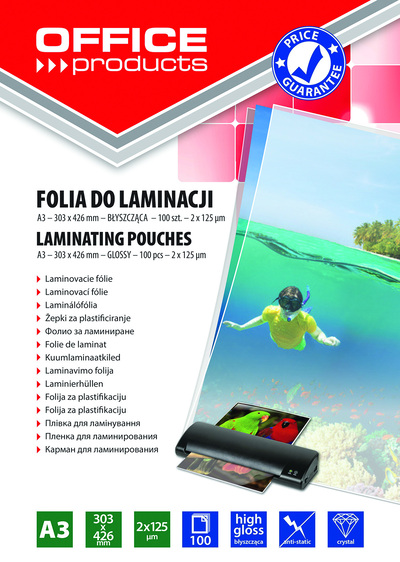 Žepki za plastificiranje A3 125mic 100/1 sijaj Office products Žepki za plastificiranje A3 125mic 100/1 sijaj Office products
