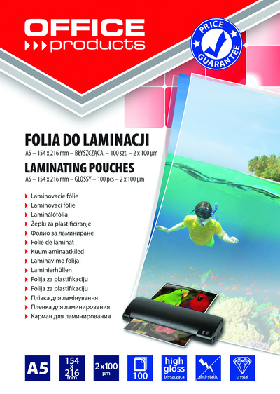 Žepki za plastificiranje A5 100mic 100/1 sijaj Office products Žepki za plastificiranje A5 100mic 100/1 sijaj Office products