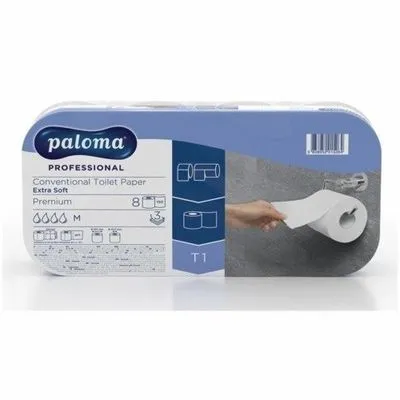 Papir toaletni v roli 3-slojni 8/1 bel Paloma professional Papir toaletni v roli 3-slojni 8/1 bel Paloma professional