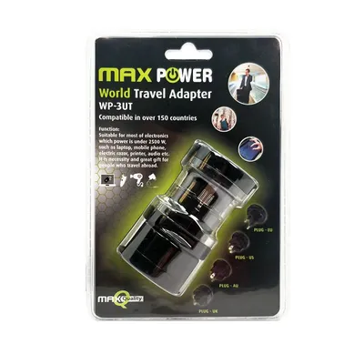 Adapter napetostni Euro vtikač potovalni, univerzalni - MAXPOWER črn Adapter napetostni Euro vtikač potovalni, univerzalni - MAXPOWER črn
