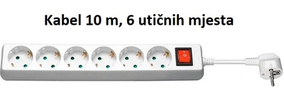 Kabel napetostni podaljšek šuko-M=> 6x šuko-Ž 10m s sklopko in zaščito za otroke Kabel napetostni podaljšek šuko-M=> 6x šuko-Ž 10m s sklopko in zaščito za otroke