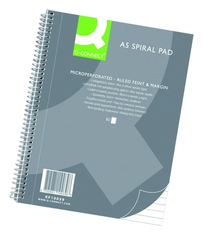 Blok kolegij A5 črtni 80l Q-Connect micro perforacija 6 lukenj Blok kolegij A5 črtni 80l Q-Connect micro perforacija 6 lukenj