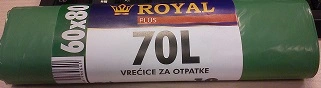 Vrečke za smeti 70L 60x80cm 10/1 LDPE zelene Vrečke za smeti 70L 60x80cm 10/1 LDPE zelene