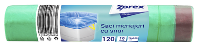 Vrečke za smeti 120L 70x100cm 10/1 HDPE zelene z vezico Zorex Clasic Vrečke za smeti 120L 70x100cm 10/1 HDPE zelene z vezico Zorex Clasic