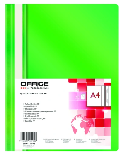 Mapa s plastično sponko A4 Office products 1/1 zelena Mapa s plastično sponko A4 Office products 1/1 zelena