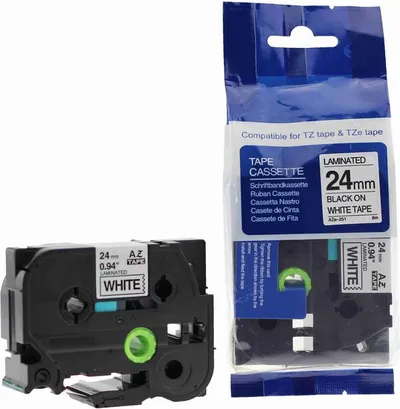 Trak BROTHER 24mm črn izpis na belem traku - TZE251 kompatibilen Trak BROTHER 24mm črn izpis na belem traku - TZE251 kompatibilen