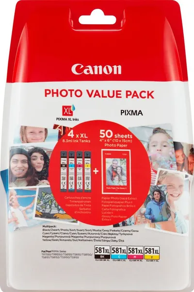 Črnilo CANON CLI-581 XL BK+C+M+Y - Photo value pack original Črnilo CANON CLI-581 XL BK+C+M+Y - Photo value pack original
