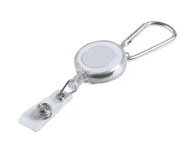 Sponka potezna za ID kartice v trdi plastiki z aluminijastim karabinom Sponka potezna za ID kartice v trdi plastiki z aluminijastim karabinom