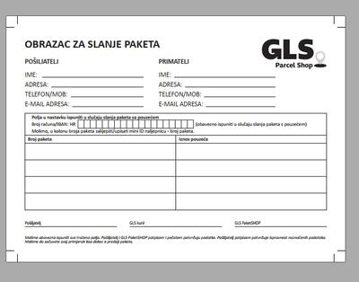 Tisak blok A5 NCR Obrazac za slanje paketa 100 lista GLS 1/0