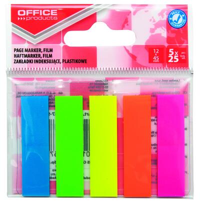 Zastavica 45x12mm 5x25 listova film polprozoren Office products 5 barv