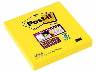Lističi samolepilni 76x76mm 90 listov Post-it 3M 654 ultra yellow Super Sticky