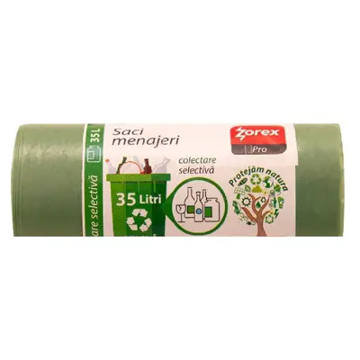 Vrečke za smeti 35L 48x58 cm 15/1 LDPE Zorex zelene za steklo Vrečke za smeti 35L 48x58 cm 15/1 LDPE Zorex zelene za steklo