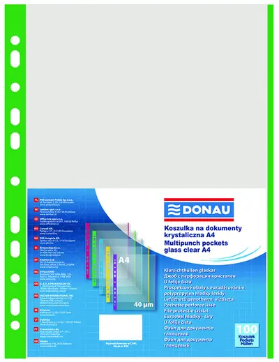 Mapa vložna pvc A4 40mic Donau 100/1 rob zelen