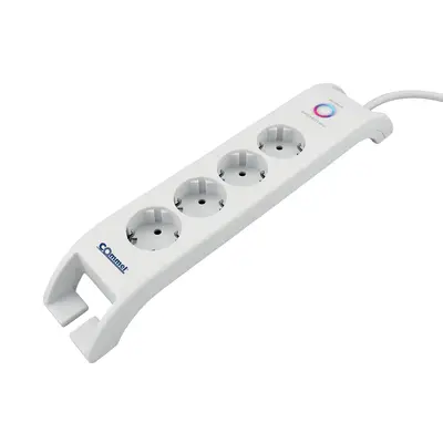 Kabel naponski produžni šuko-M=> 4x šuko-Ž 2m sa sklopkom i zaštitom, bijeli Kabel naponski produžni šuko-M=> 4x šuko-Ž 2m sa sklopkom i zaštitom, bijeli