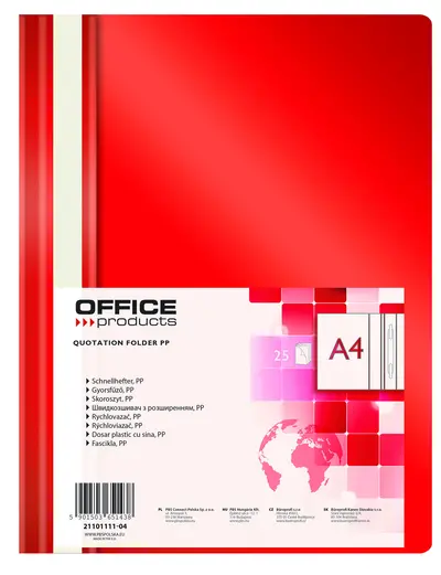 Mapa s plastično sponko A4 Office products 25/1 rdeča Mapa s plastično sponko A4 Office products 25/1 rdeča