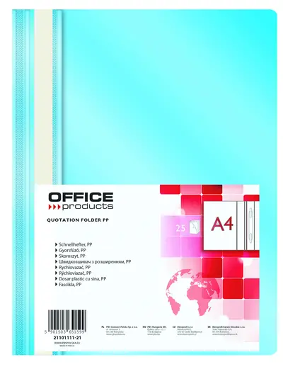 Mapa s plastično sponko A4 Office products 25/1 svetlo modra Mapa s plastično sponko A4 Office products 25/1 svetlo modra