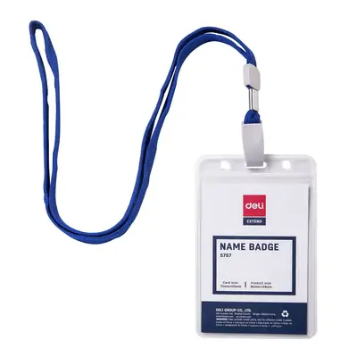 Etui za ID kartice dimenzije 70x105 mm s pvc sponko in vezico Deli 5757 10/1