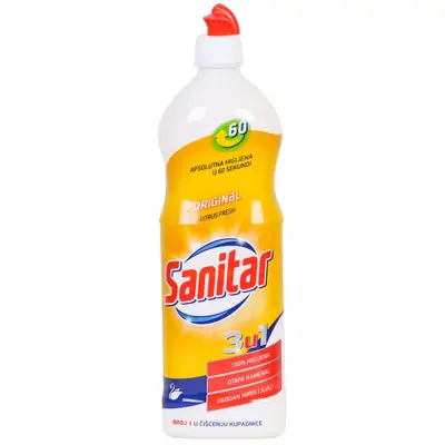Sredstvo za čiščenje kopalnic in stranišč univerzalno 750ml Sanitar original citrus Sredstvo za čiščenje kopalnic in stranišč univerzalno 750ml Sanitar original citrus