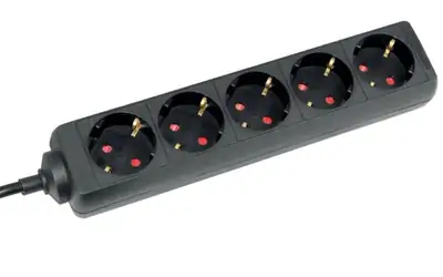 Kabelski podaljšek šuko-M=> 5x šuko-Ž   5m 16A 250V 3500W črn