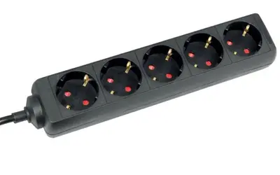 Kabelski podaljšek šuko-M=> 5x šuko-Ž 5m 16A 250V 3500W črn Kabelski podaljšek šuko-M=> 5x šuko-Ž 5m 16A 250V 3500W črn
