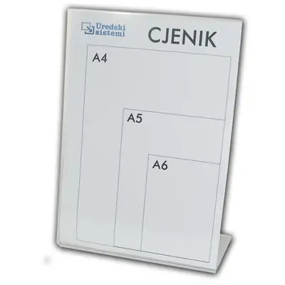 Stojalo za prospekte A5 namizni pokončni L pvc