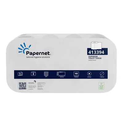 Papir toaletni v roli 3-slojni 8/1 bel 413394 Papir toaletni v roli 3-slojni 8/1 bel 413394