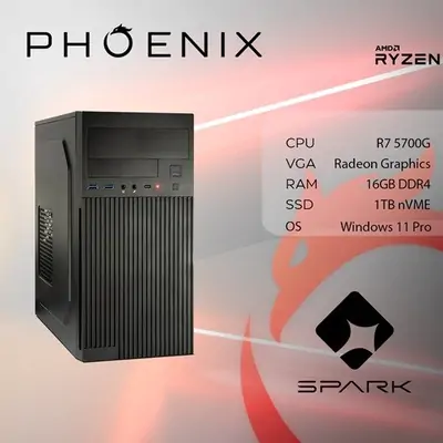 Računalnik namizni Phoenix SPARK Y-265 AMD Ryzen 7 5700G 16GB DDR4 NVME SSD 1TB 500W Windows 11 PRO