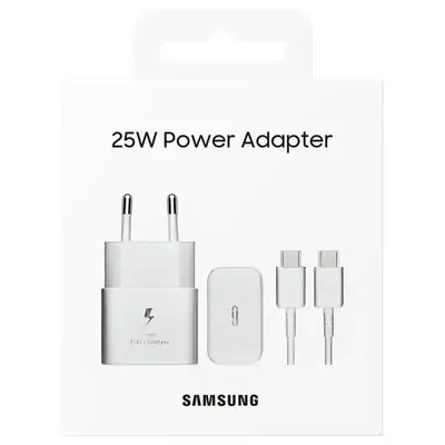 Adapter za napajanje SAMSUNG - hišni polnilec Type-C 25W hitri GaN + kabel Type-C, bel, BLISTER Adapter za napajanje SAMSUNG - hišni polnilec Type-C 25W hitri GaN + kabel Type-C, bel, BLISTER