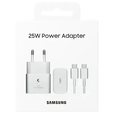 Adapter za napajanje SAMSUNG - hišni polnilec Type-C 25W hitri GaN + kabel Type-C, bel, BLISTER Adapter za napajanje SAMSUNG - hišni polnilec Type-C 25W hitri GaN + kabel Type-C, bel, BLISTER
