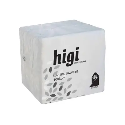 Serviete papirnate 33x33cm 1-sl. 100/1 bele Higi