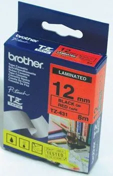 Trak BROTHER 12mm črn izpis na rdečem traku - TZE431 Trak BROTHER 12mm črn izpis na rdečem traku - TZE431