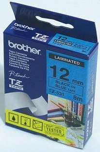 Trak BROTHER 12mm črn izpis na modrem traku - TZE531 Trak BROTHER 12mm črn izpis na modrem traku - TZE531