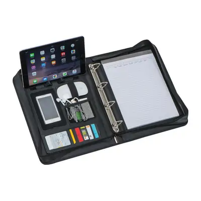 Mapa kongresna z blokom A4, 4 rinčna bonded leather