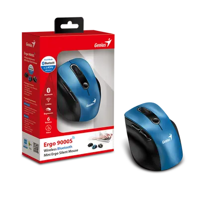 Miš GENIUS Ergo 9000S, ergonomski bežični miš, plavi