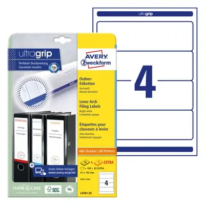 Etiketa laser/inkjet/copy 192,0x61,0 Zweckform L4761 za registratorje 25/1