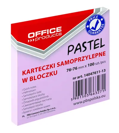 Lističi samolepilni 76x76mm 100 listov Office products pastel roza Lističi samolepilni 76x76mm 100 listov Office products pastel roza