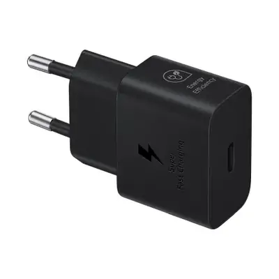 Adapter za napajanje SAMSUNG - kućni punjač 25W brzi, Type-C + kabel Type-C, crni, GaN, BULK