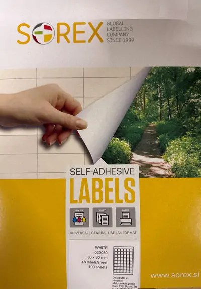 Etiketa laser/inkjet/copy  30x30 Sorex 100/1