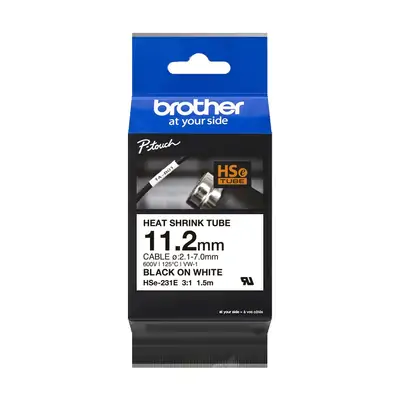 Ribbon BROTHER HSE231E crna na bijeloj - termoskupljajuća cijev 11.2mm