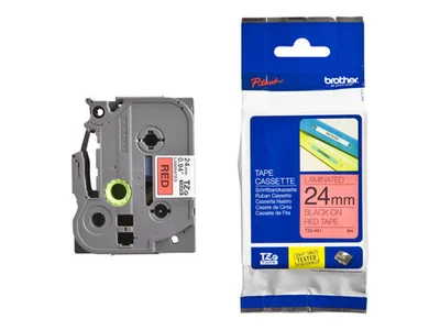 Trak BROTHER 24mm črn izpis na rdečem traku - TZE451 Trak BROTHER 24mm črn izpis na rdečem traku - TZE451