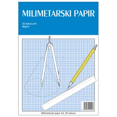 Blok milimetrski A4 25 listov Blok milimetrski A4 25 listov