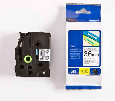 Trak BROTHER 36mm črn izpis na belem traku - TZE261