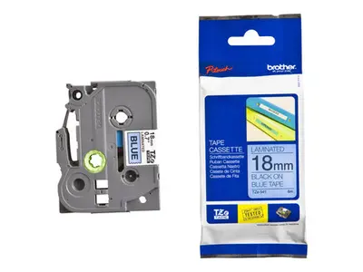Trak BROTHER 18mm črn izpis na modrem traku - TZE541 Trak BROTHER 18mm črn izpis na modrem traku - TZE541