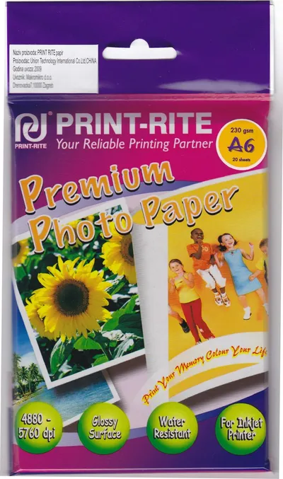Papir PRINT RITE A6 230g/m2 Premium Photo Paper 20 listov Papir PRINT RITE A6 230g/m2 Premium Photo Paper 20 listov