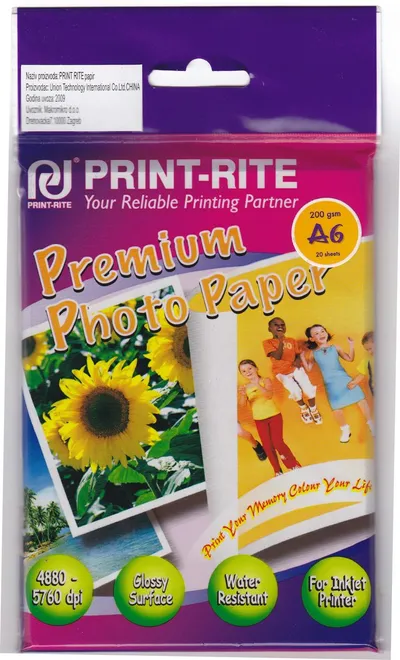 Papir PRINT RITE A6 200g/m2 Premium Photo Paper 20 listov Papir PRINT RITE A6 200g/m2 Premium Photo Paper 20 listov