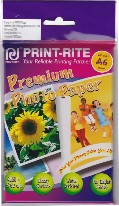 Papir PRINT RITE A6 260g/m2 Premium Photo Paper 20 listov Papir PRINT RITE A6 260g/m2 Premium Photo Paper 20 listov